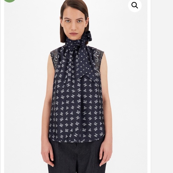 MaxMara Silk and jersey top Navy - Picture 2 of 11